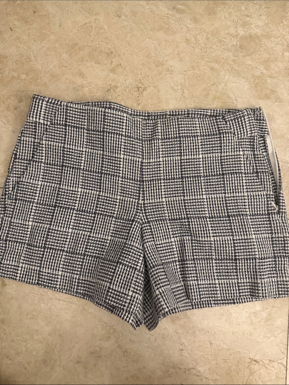 LOFT Black and White Plaid Tweed Shorts